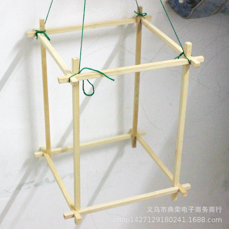 春节仿古四角宫灯灯笼支架竹制四边形花灯手工diy材料架子竹骨架