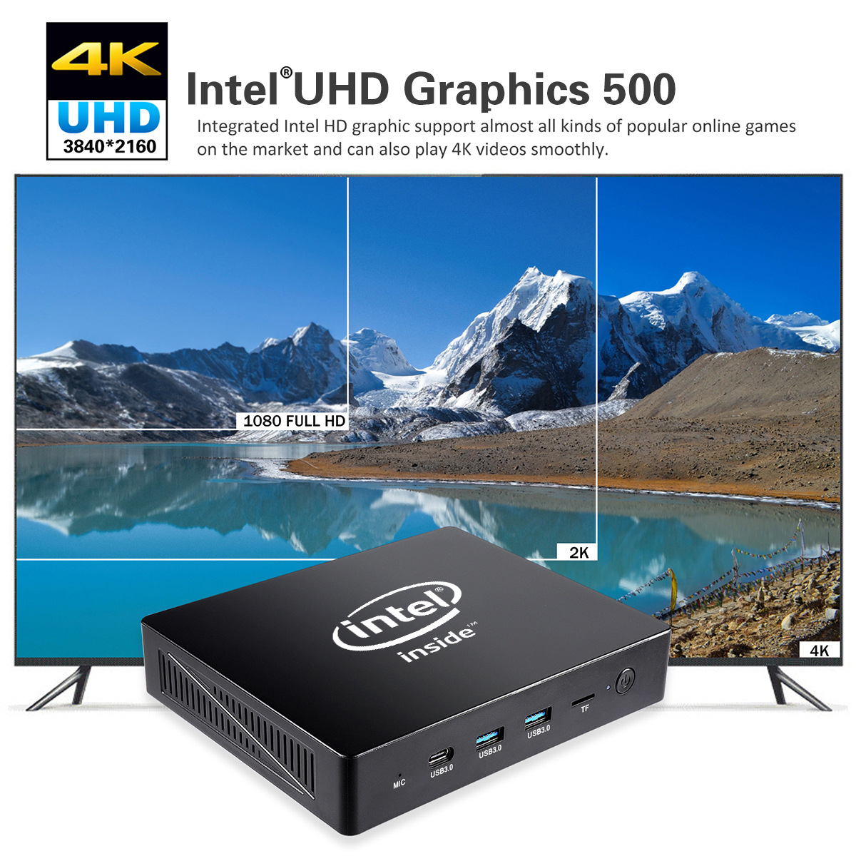 外贸迷你主机 intel赛扬j3455四核4gb/64gb hdmi vga客厅电脑htpc