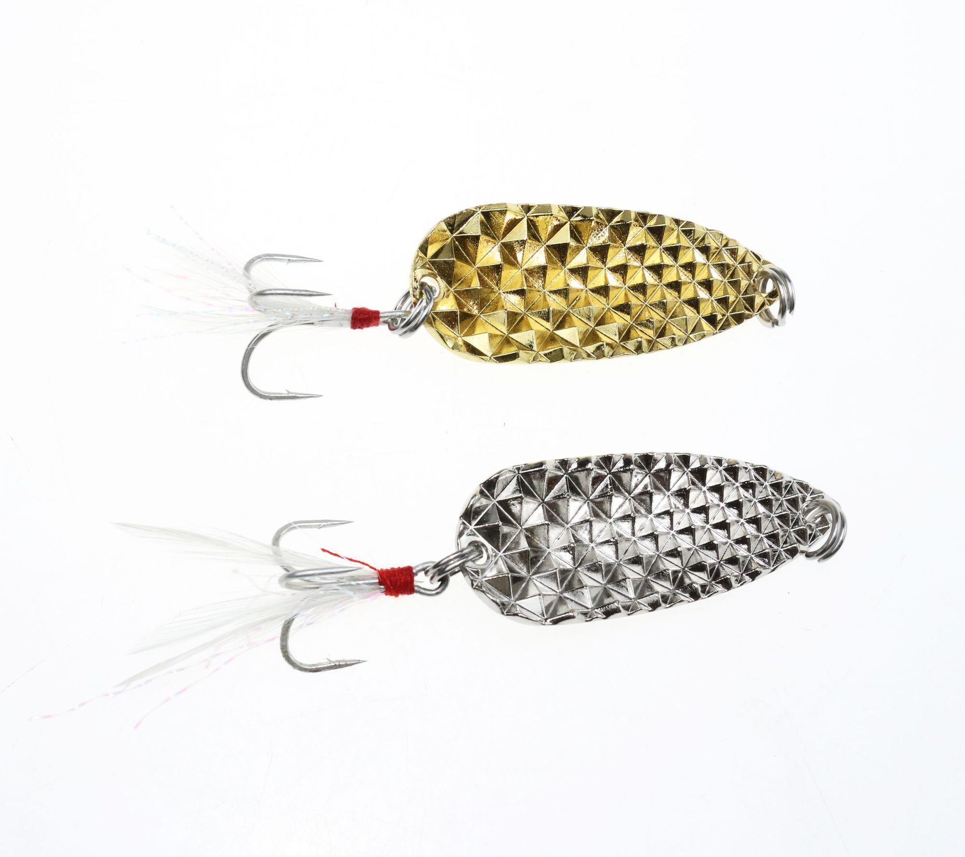 新品特价带羽毛有倒刺三锚钩15g马口亮片路亚饵 白条勺型亮片假饵