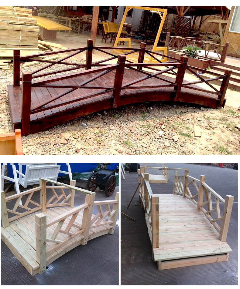 源头厂家批发户外防腐木木桥拱桥 碳化木景观桥 庭院小木桥制作