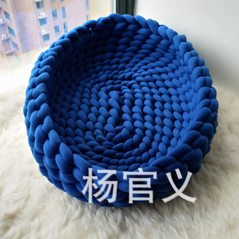 Cross-Border New Oval Animal Nest Hand-Woven Rectangular Cathouse Doghouse Filling Core Cotton Strip Wool Shooting