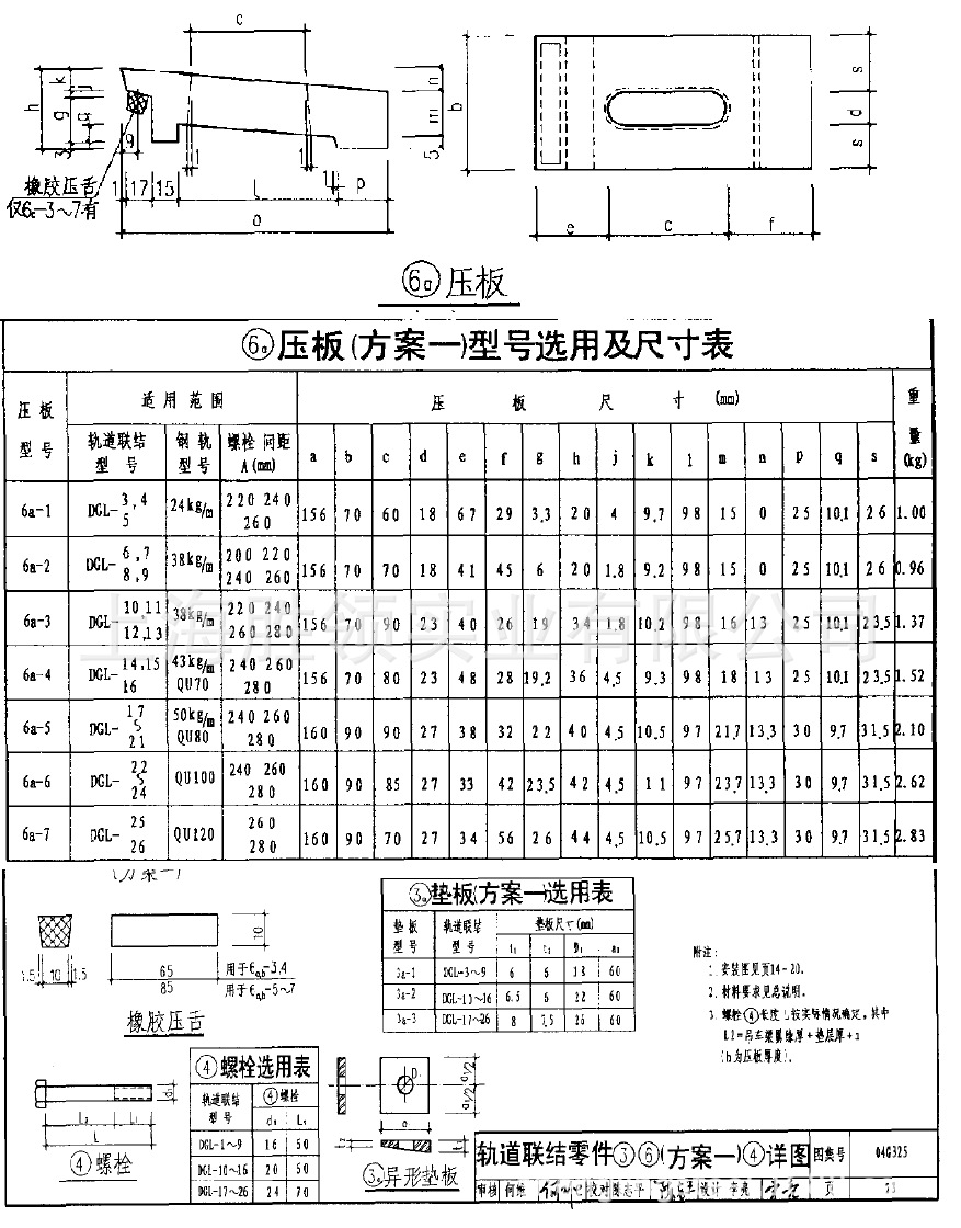 钢轨压板 6a-5轨道压板6a-5国标04g325 厂家直销 可定制