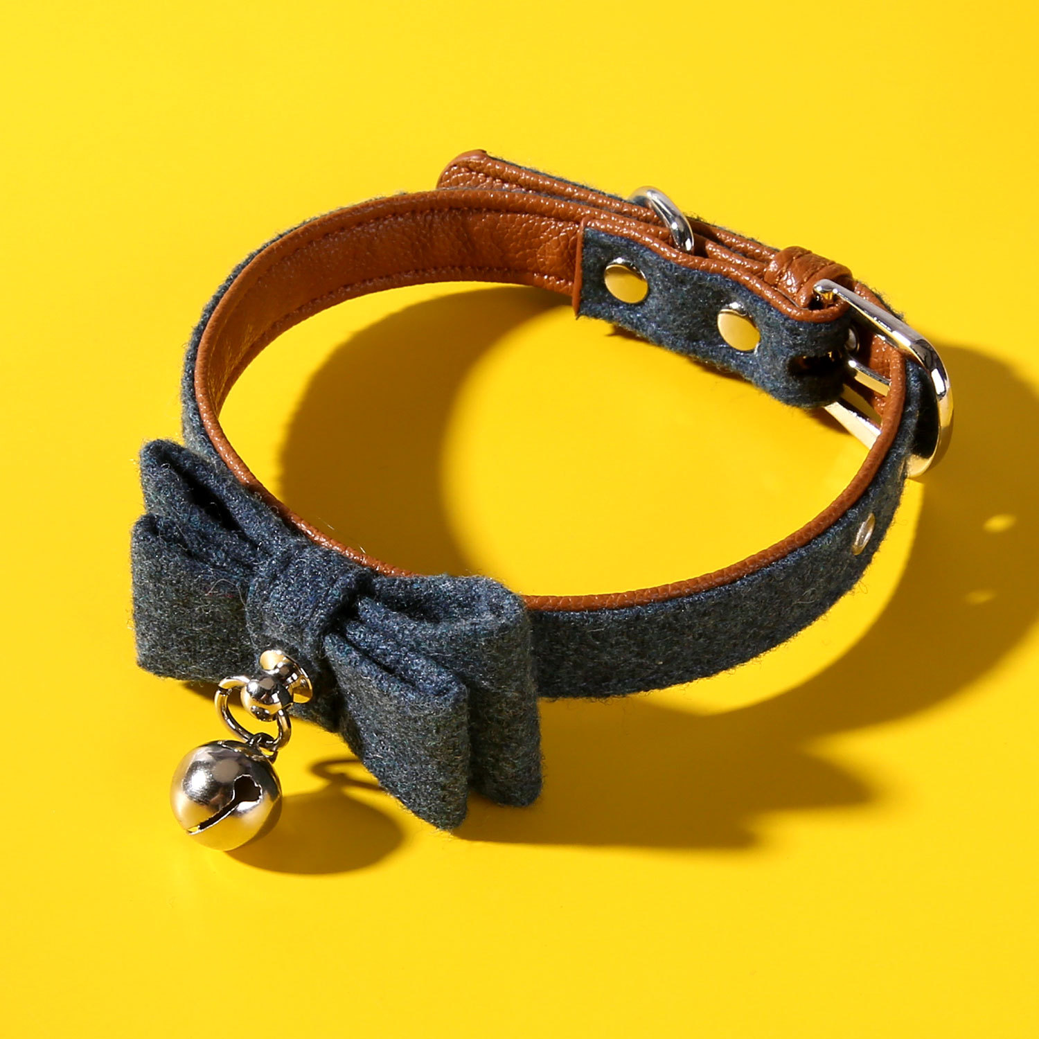 2020跨境新品推荐猫咪领结项圈毛毡布小猫小狗铃铛项圈宠物颈圈