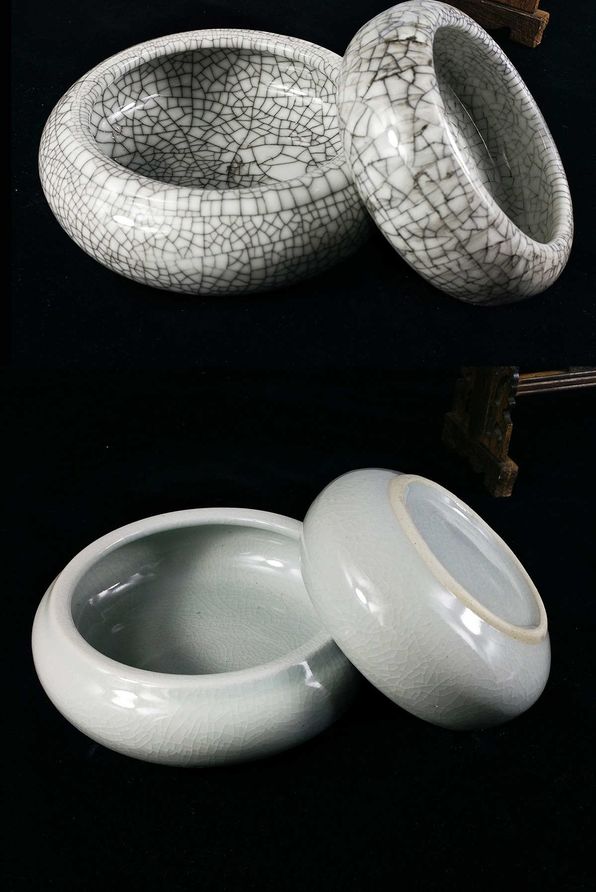 陶瓷冰裂纹多功能毛笔水洗碗圆形文房四宝笔洗