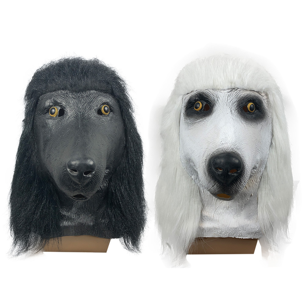 搞笑贵宾犬狗头套面具 化妆舞会可爱动物头饰 万圣节派对表演道具