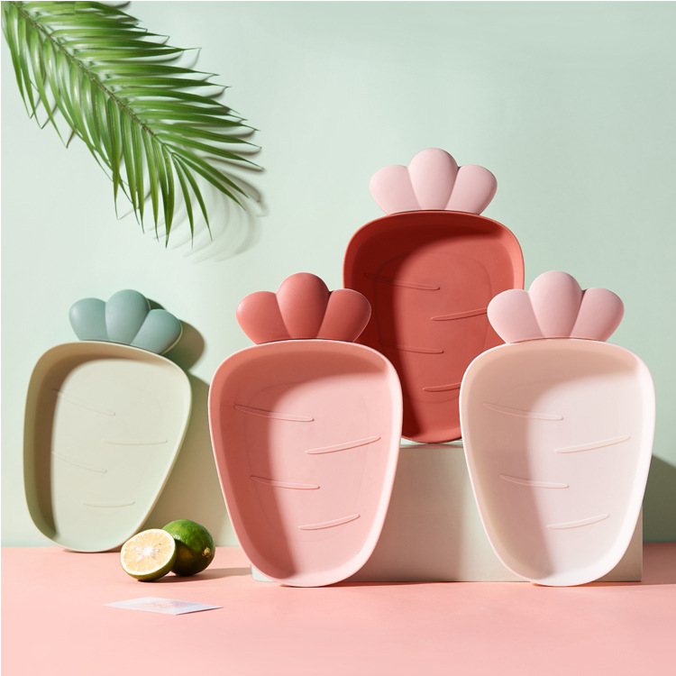 Home Fruit Cute Radish Fruit Plate Plastic Tray Dried Fruit Tray Nordic Style Solid Color Fruit Plate Snack Snack Dish