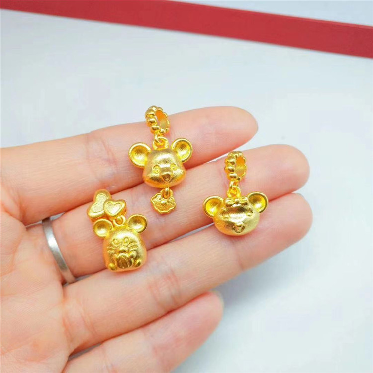 越南沙金首饰 黄铜镀金饰品 小老鼠吊坠 如意鼠项坠配饰 厂家批发