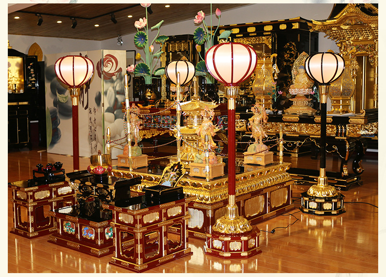 佛堂宫灯落地式雪洞佛台佛灯插电式落地供灯一对佛具工艺品