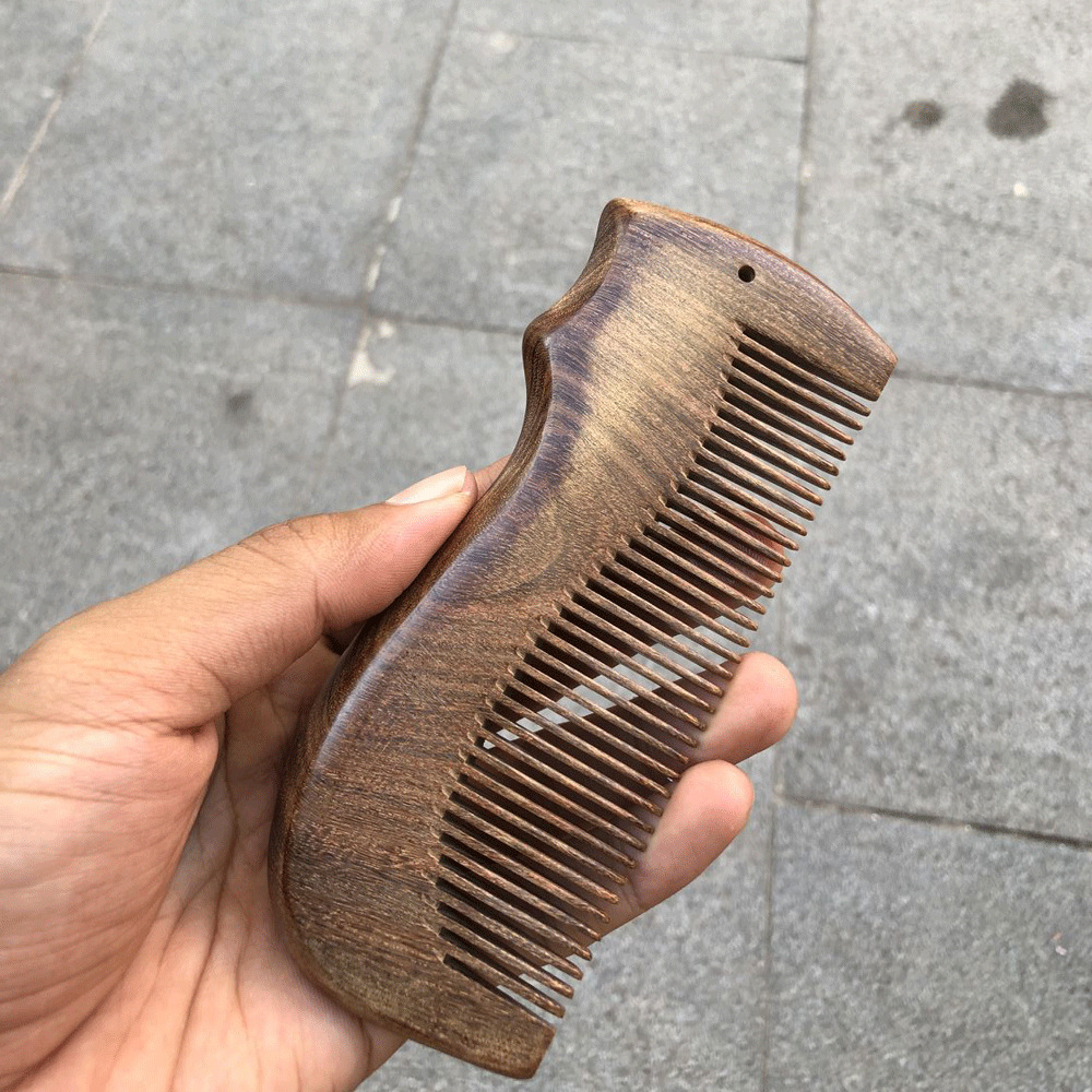 黑金丝檀字加厚防静电檀木梳子短梳子家用美发梳可定制刻字logo