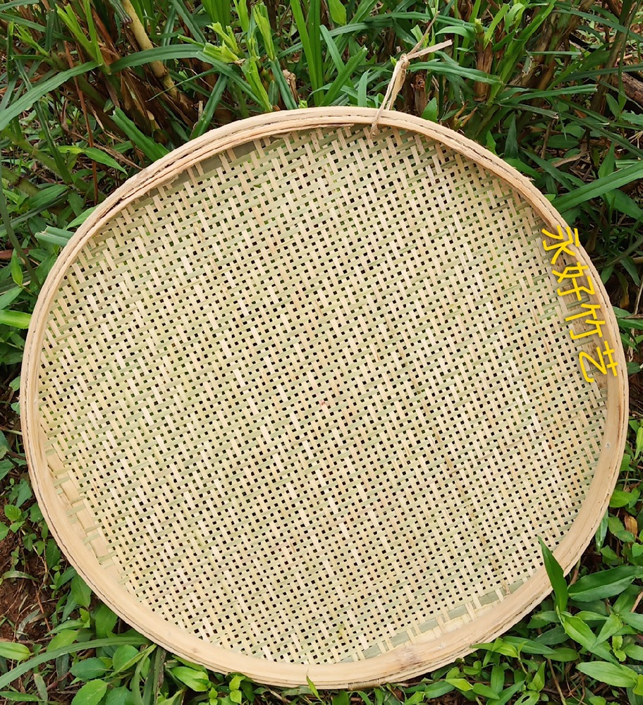 手工艺有孔竹筛子竹匾茶叶末筛子道具圆簸箕绘画匾沥米晾晒竹制品