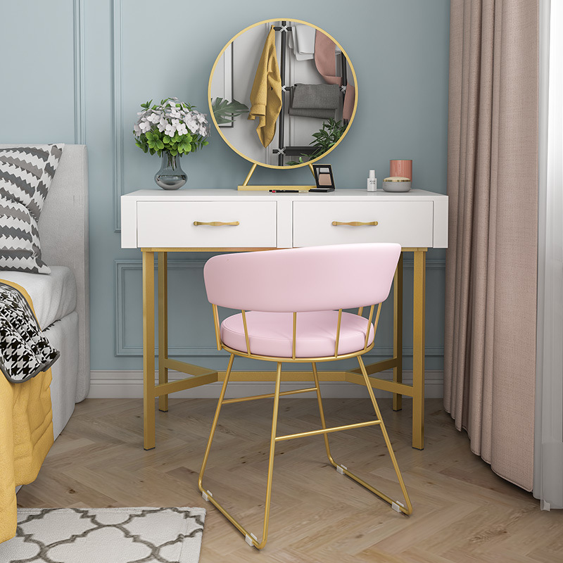 北欧ins卧室化妆台 轻奢后现代化妆间单人化妆桌椅简约时尚梳妆台