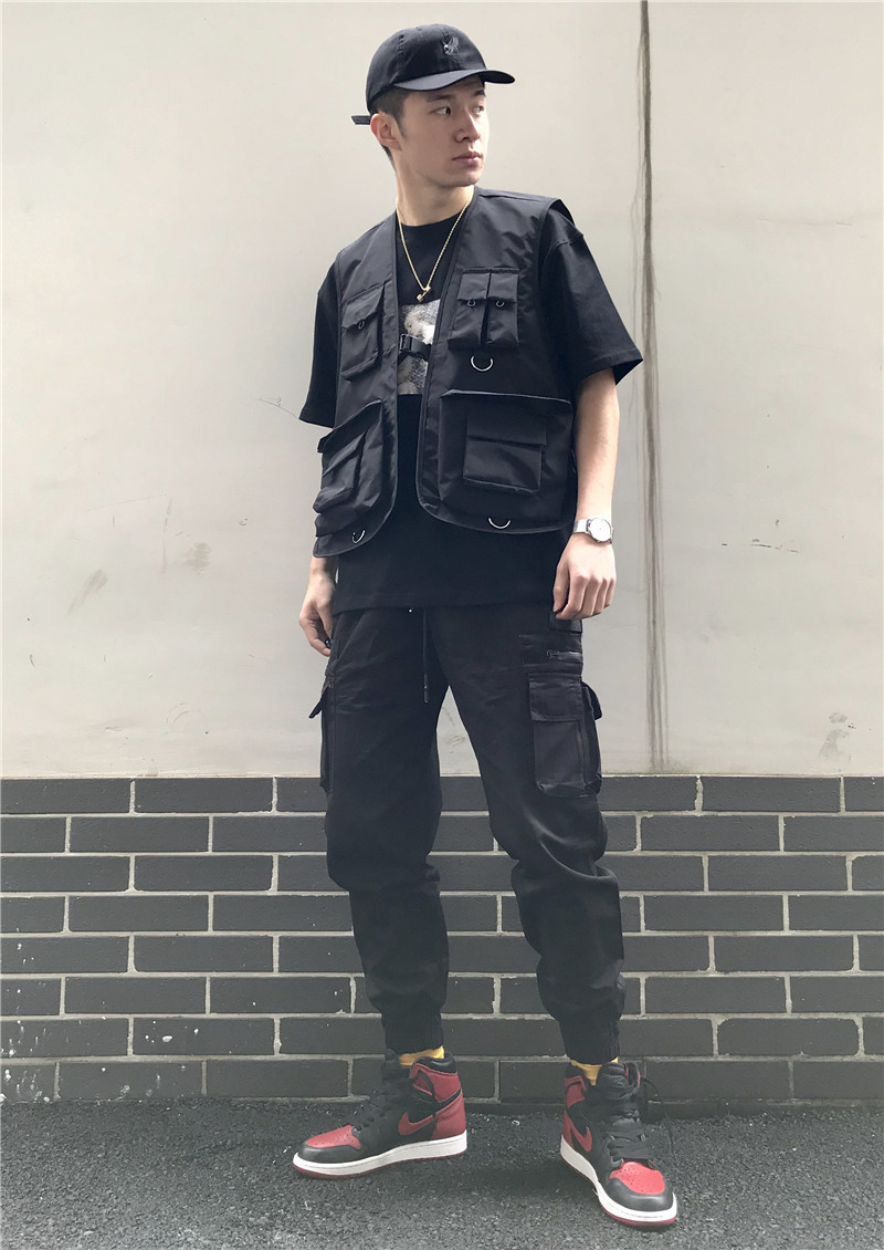 ins日系潮牌军事机能战术二级甲背心男女工装多口袋马甲定制印字