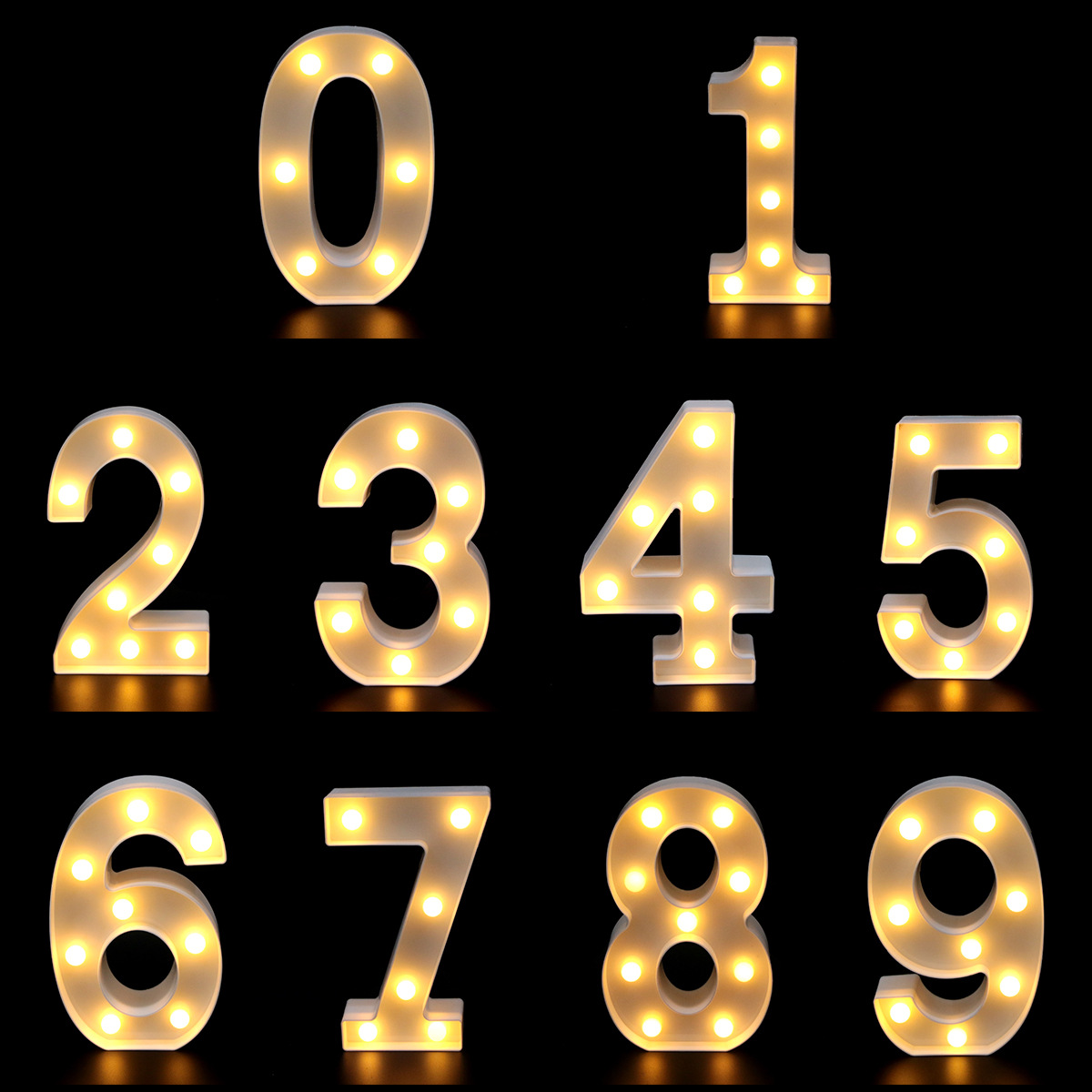 led热销 0-9数字发光小夜灯 婚庆生日派对装饰塑料数字小夜灯-阿里巴