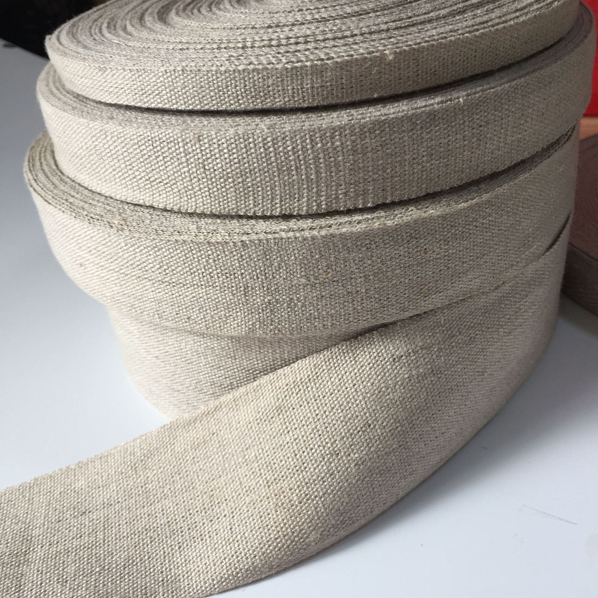 跨境专供灰色纯亚麻带手提袋装饰亚麻织带服装用麻织带工厂