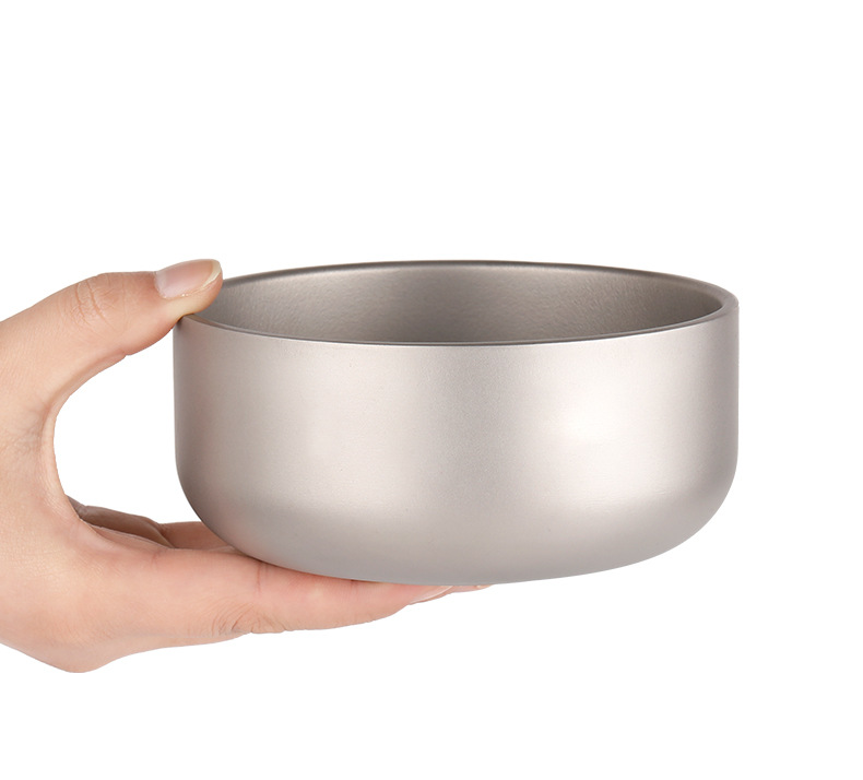 户外便携纯钛双层防烫碗隔热汤碗家用健康儿童沙拉碗小号250ml