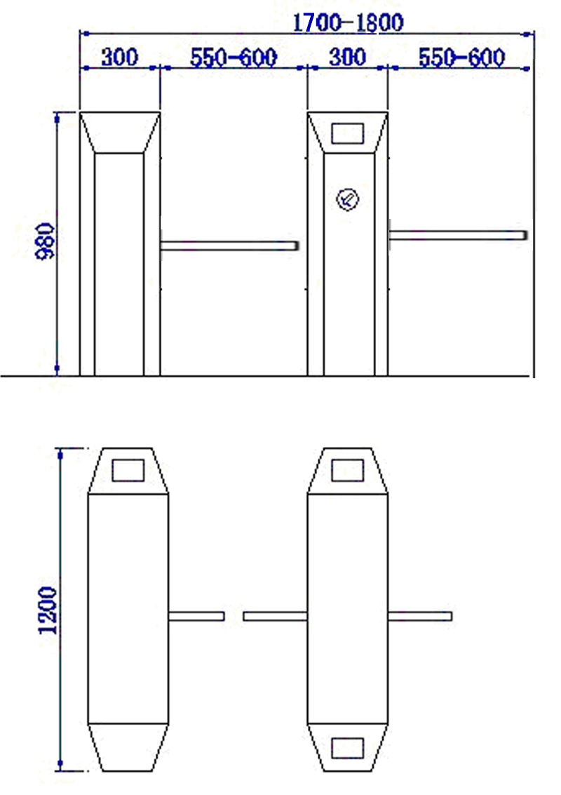 质保2年桥式人脸闸机 工地人证识别通道304不锈钢指纹人脸三辊闸