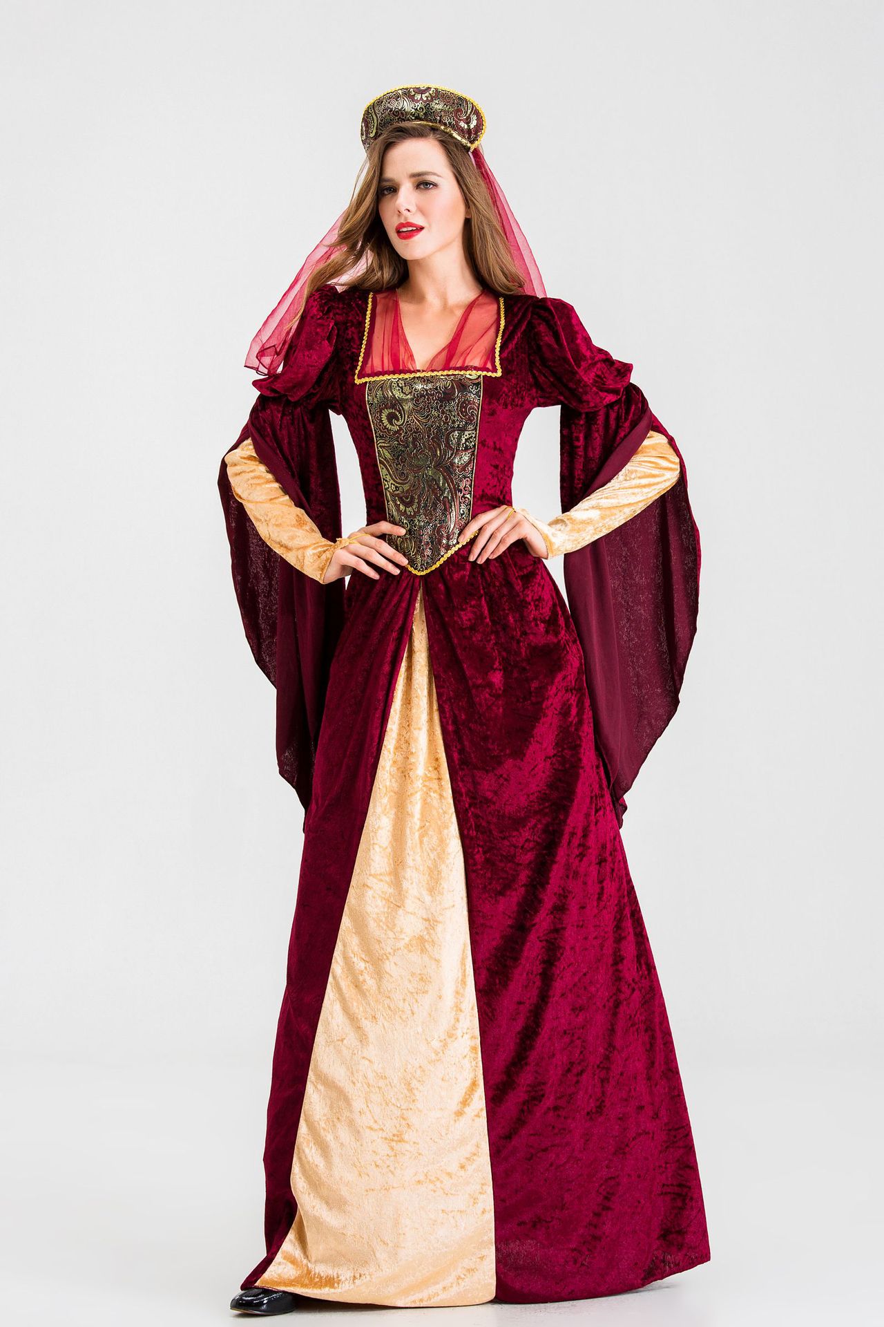 万圣节服装成人复古宫廷长裙阿拉伯连衣裙古埃及艳后法老演出服装