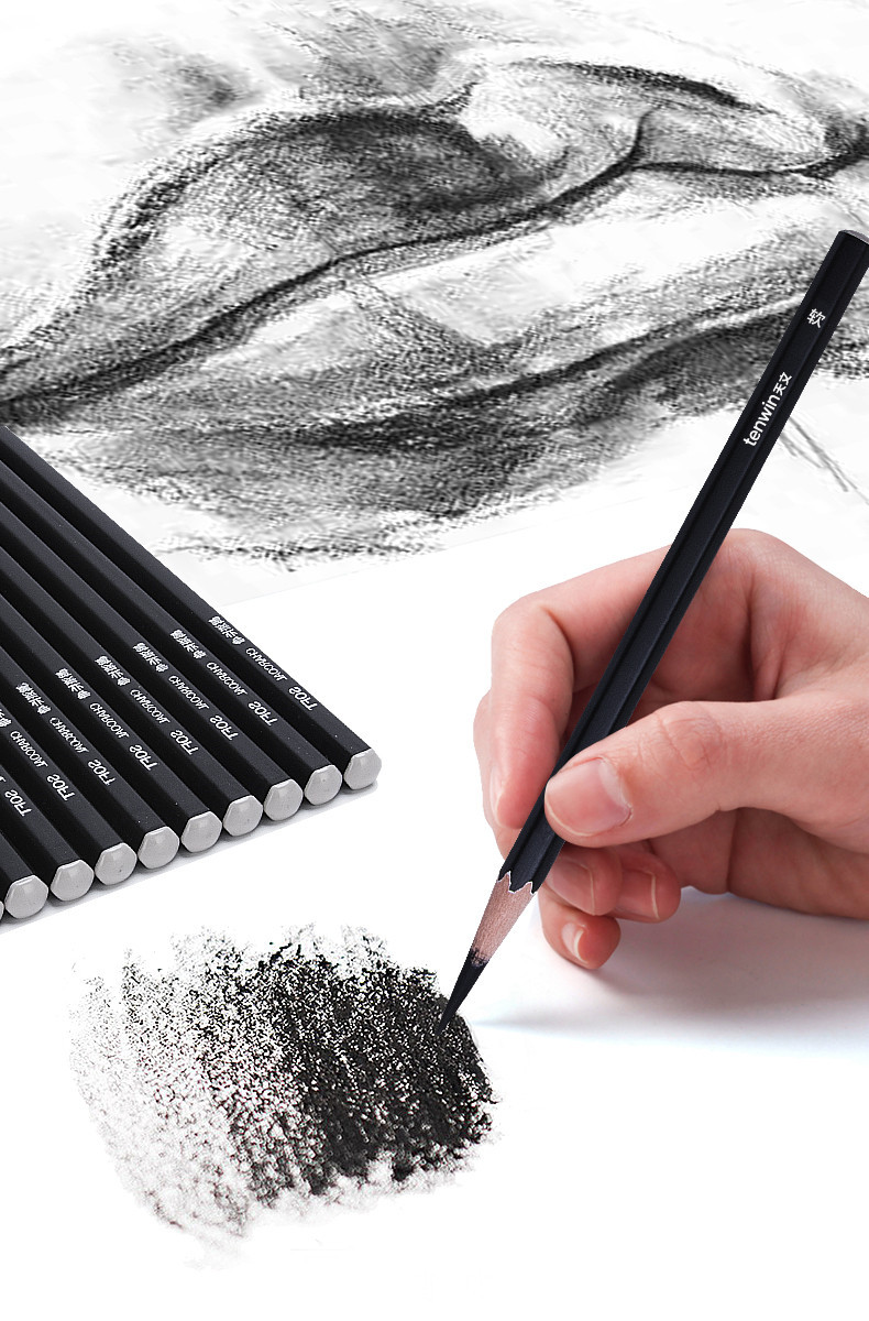 正品天文炭笔炭画铅笔绘画铅笔 素描写生碳笔软中硬