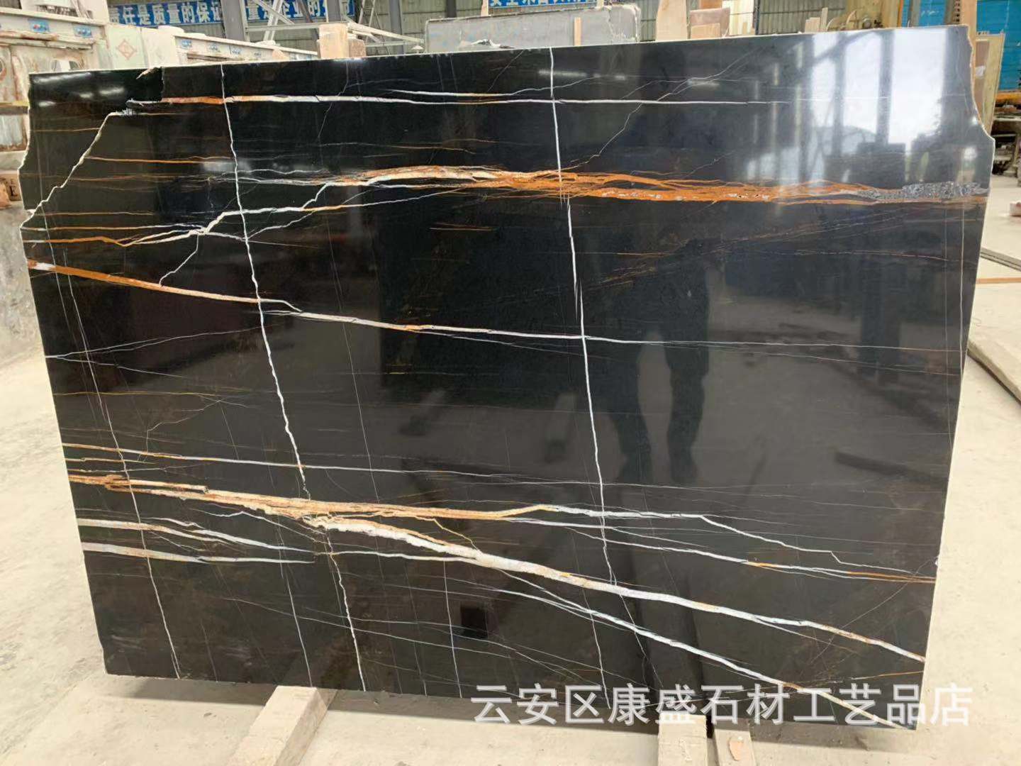 大量供应劳伦黑金大理石 黑金花石材