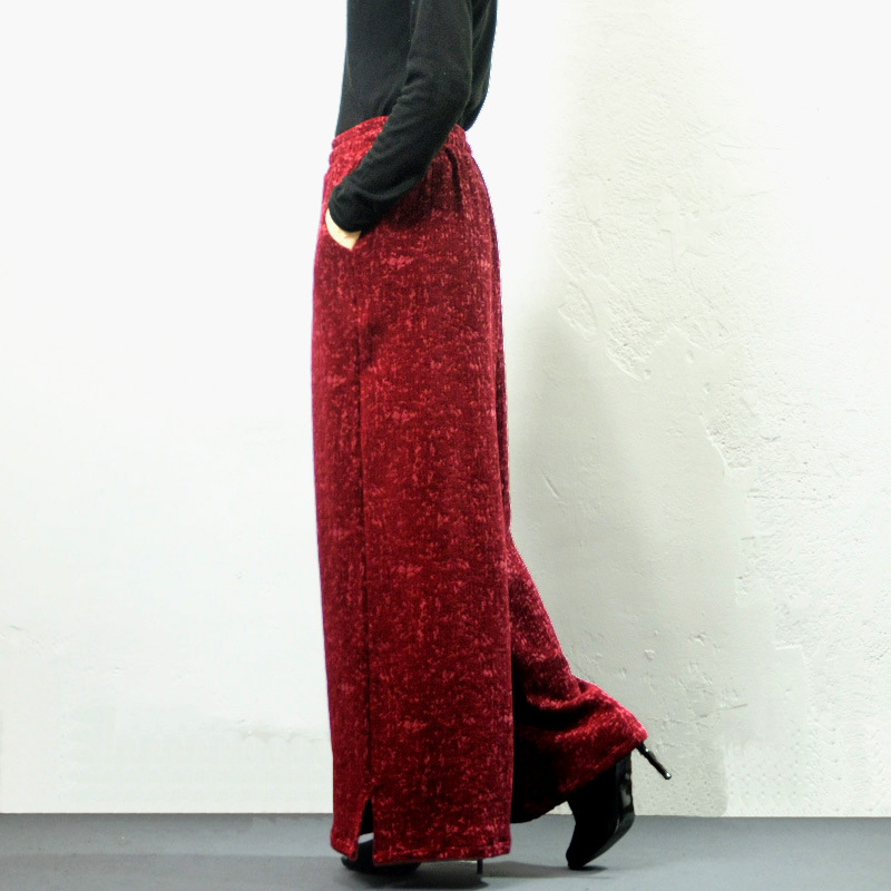 灯芯绒开叉阔腿裤女裤拖地裤秋冬高腰垂感垂坠感宽松平绒直筒裤子