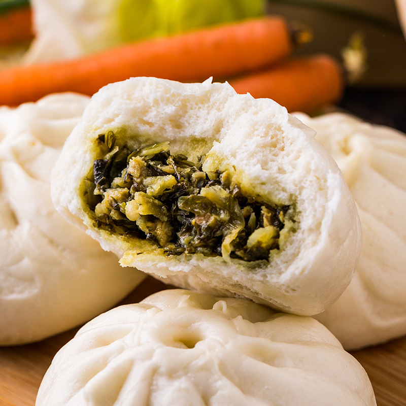 老坛酸菜包 快捷酒店多口味早餐薄皮馅足食品素包子冷冻食品批发