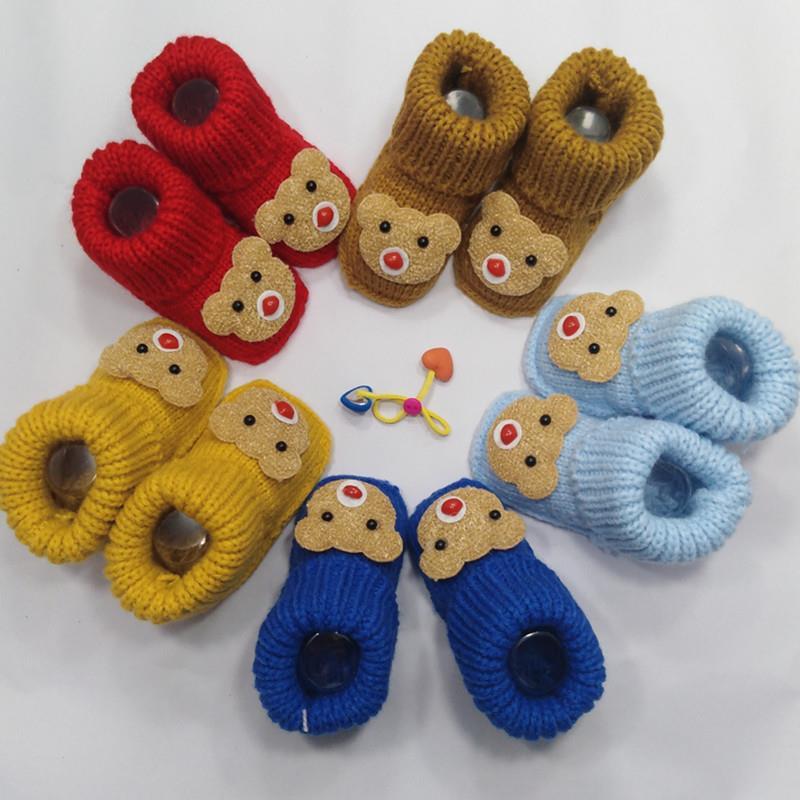 新款卡通手工编织宝宝毛线鞋秋冬款保暖婴儿学步鞋针织步前鞋厂家