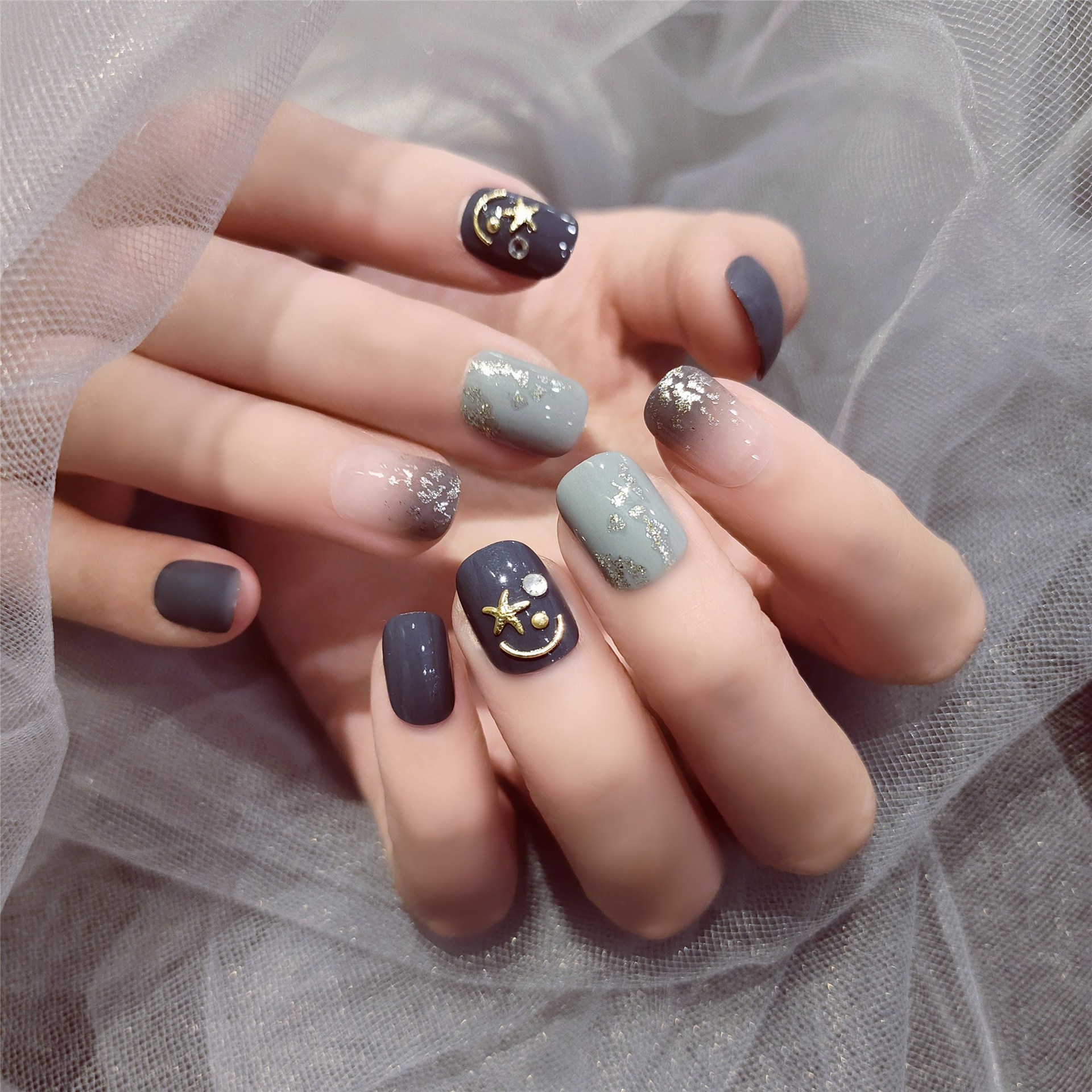 畅销爆款装饰美甲成品简约日常可穿戴假指甲贴片工厂批发24片装