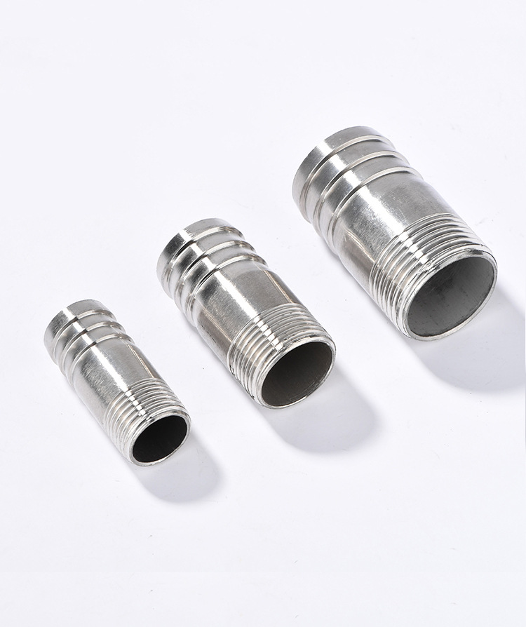 201/304不锈钢圆管丝扣皮管接头宝塔头水管直通水暖配件4分1寸dn8