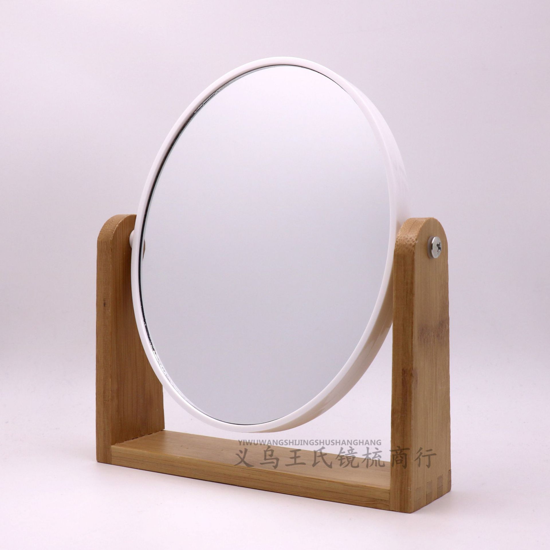 Free Shipping White ABS Frame Exquisite Bamboo Base Storage Double-Sided Table Mirror Fashion Student Gift Table Mirror