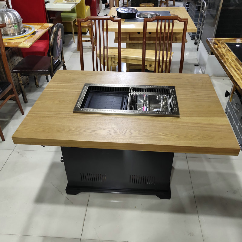 烤涮一体无烟火锅桌 自助餐厅火锅桌 中式火锅韩式烤肉烤涮一体桌