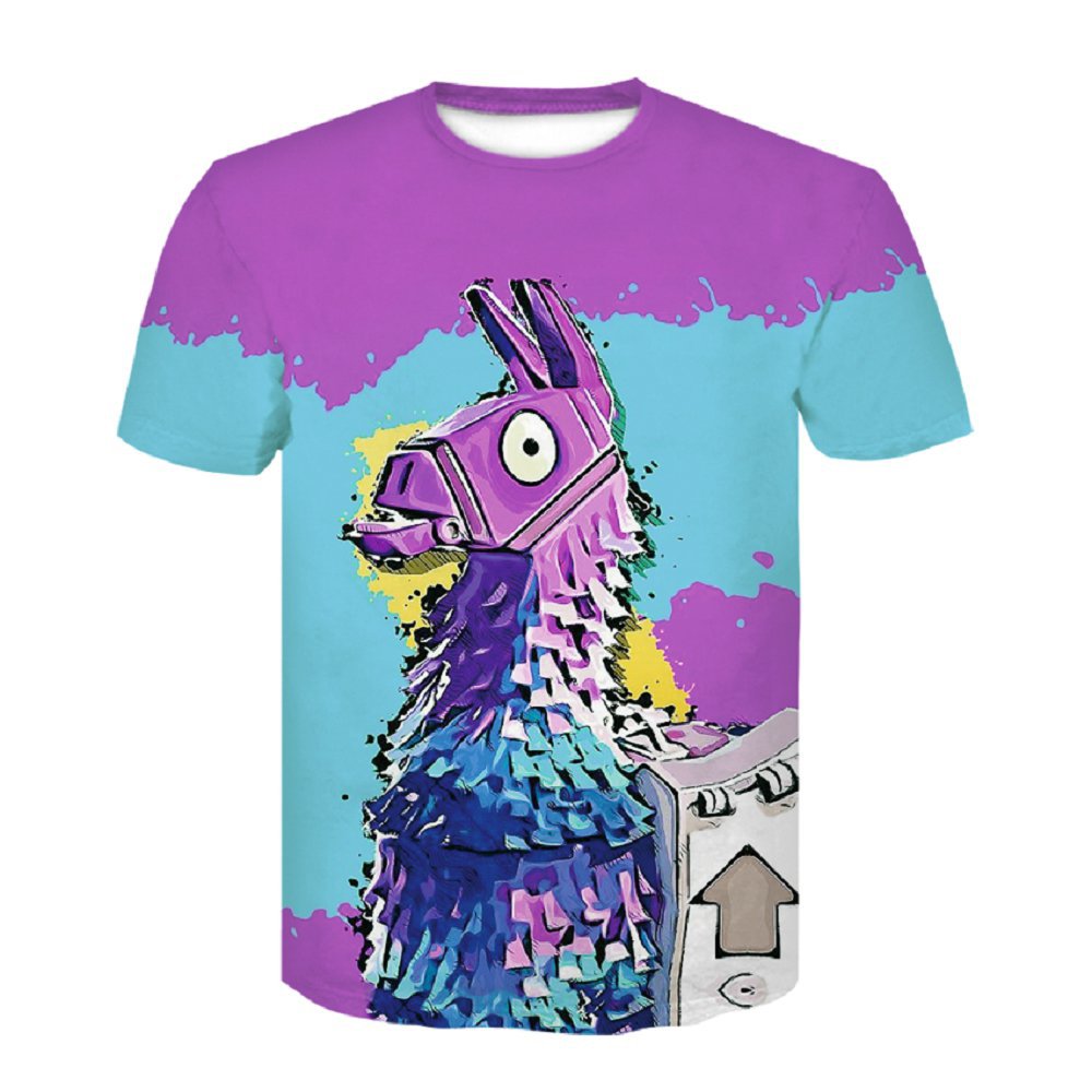 速卖通3d数码印花潮流短袖紫色t恤马图案