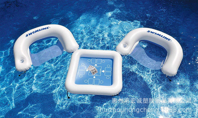 充气水上棋牌桌 吹气水上坐椅浮床 泳池水上漂浮游戏桌