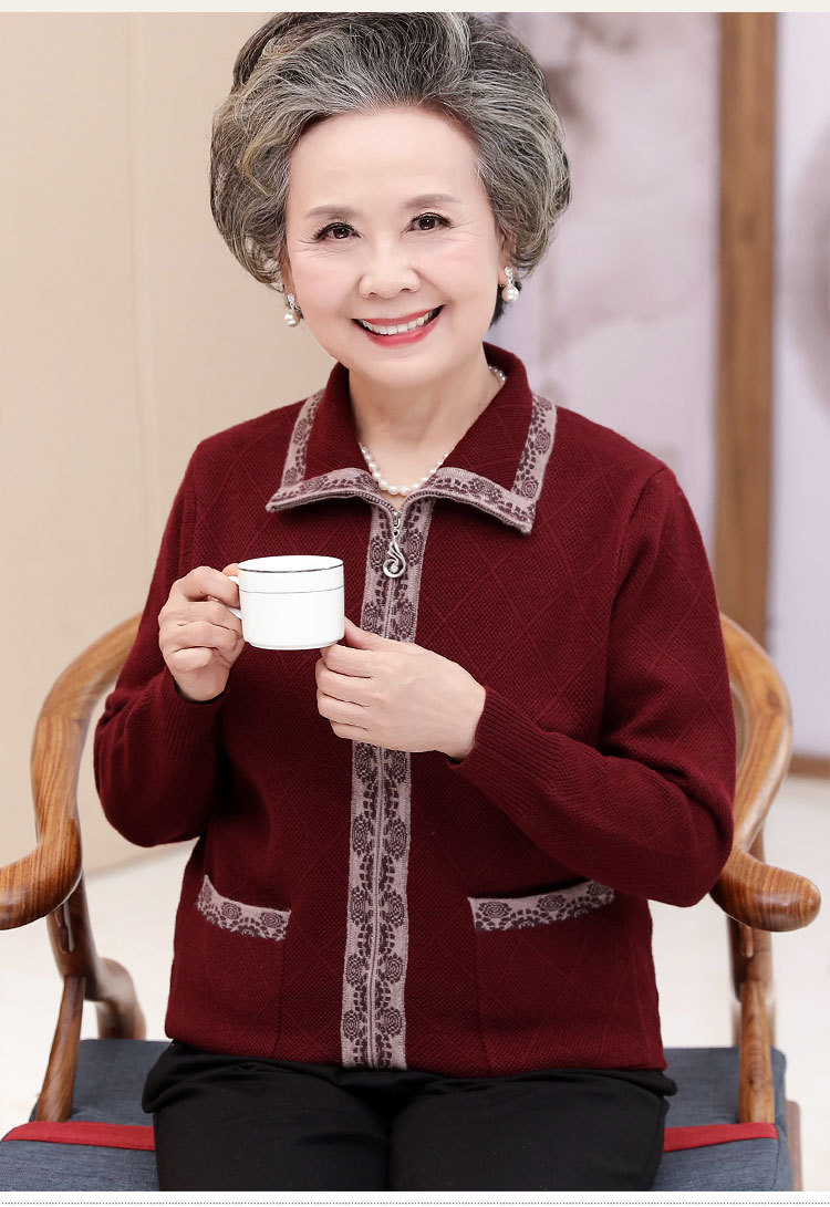 中老年人秋装女60至70岁开衫外套老人妈妈毛衣奶奶装秋季上衣服装