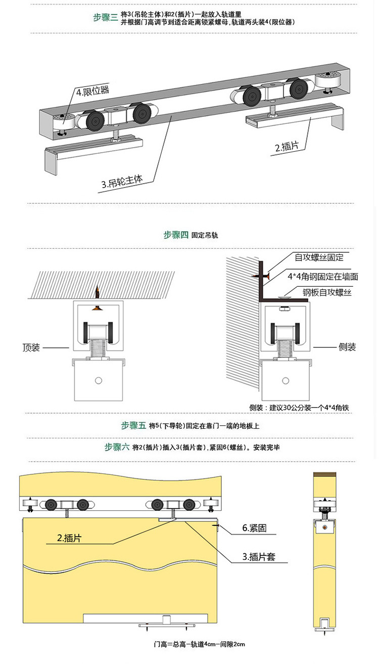 吊门滑轮安装图片