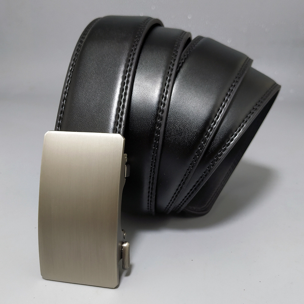 新款制式皮带男内穿式自动扣腰带青年商务简约3.5cm宽 真皮裤腰带