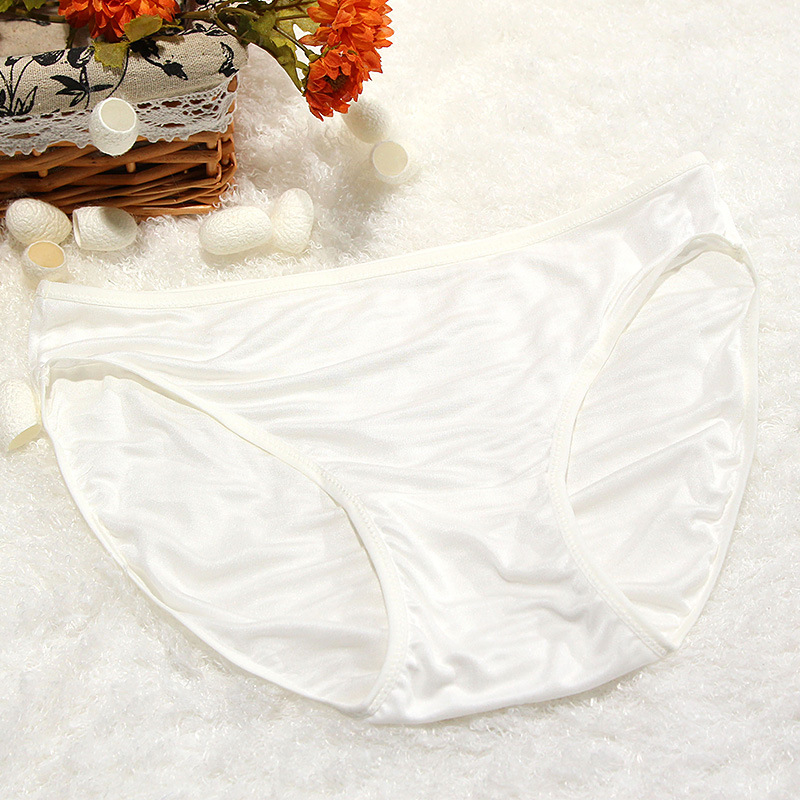 New Silk Briefs Women's Underwear Solid Color Simple Knitted Silk Underwear Women