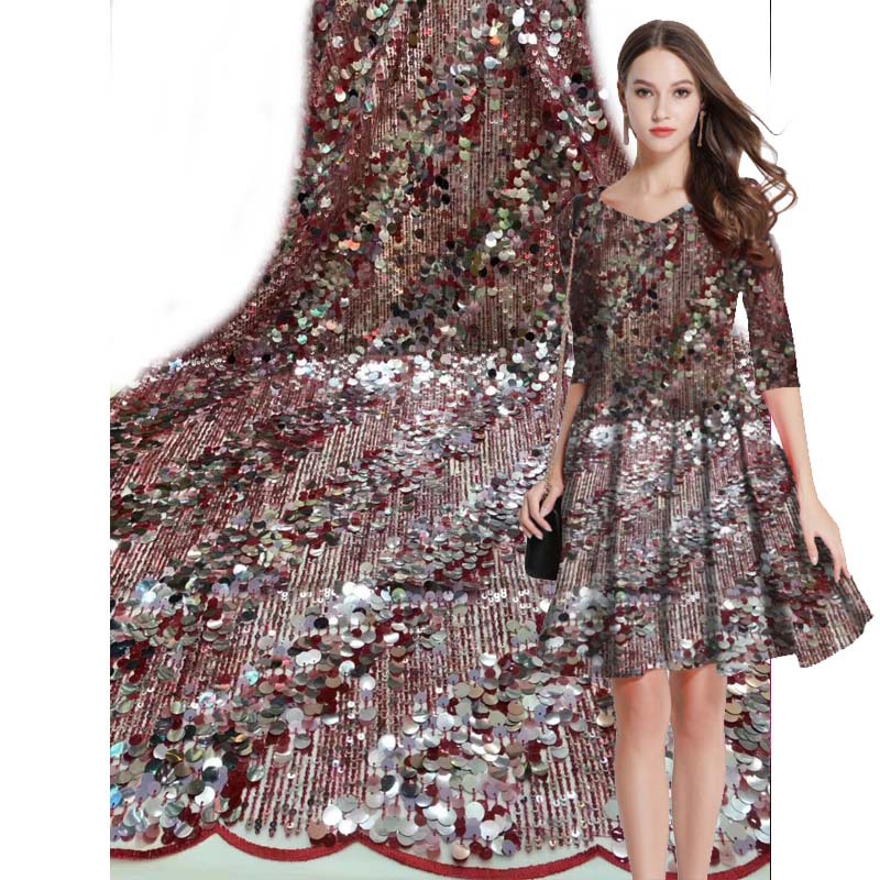 珠片网纱亮片布料绣花面料女装连衣裙服装绣花蕾丝婚纱礼服