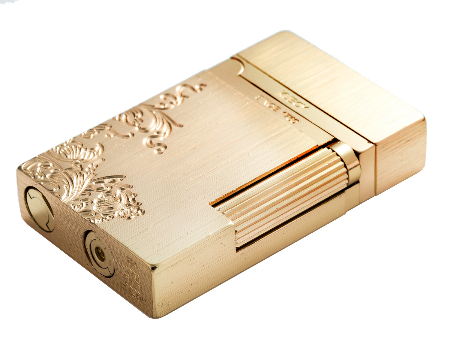 朗声打火机 k1-65唐纹金 真金拉丝雕刻 高档礼品打火机kuboy
