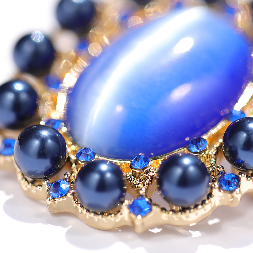 复古董宫廷蓝色异形花朵几何珍珠胸针小众时尚气质文艺胸花x1204