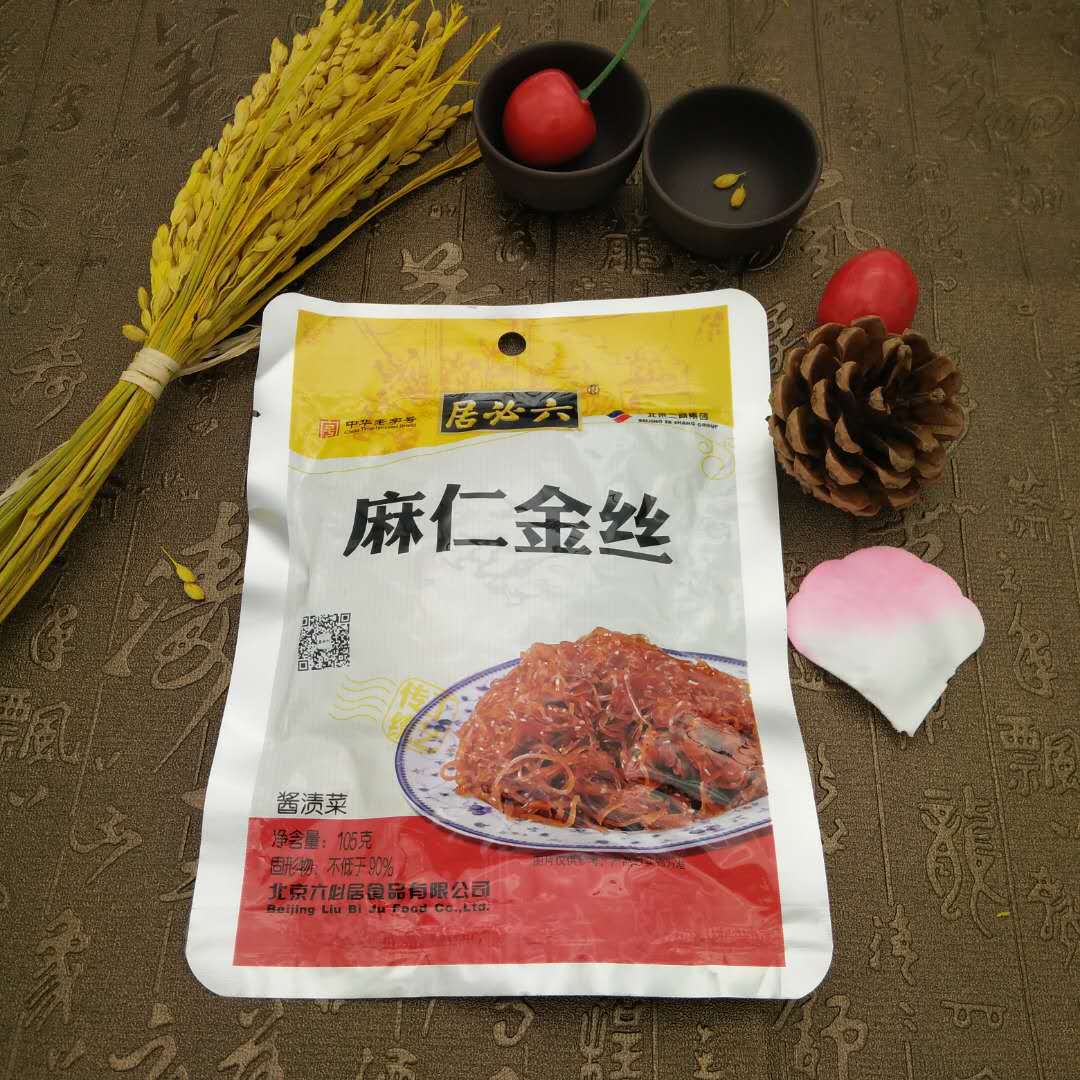 六必居麻仁金丝105g*40袋 芝麻苤蓝咸菜丝六必居酱菜 老北京酱菜