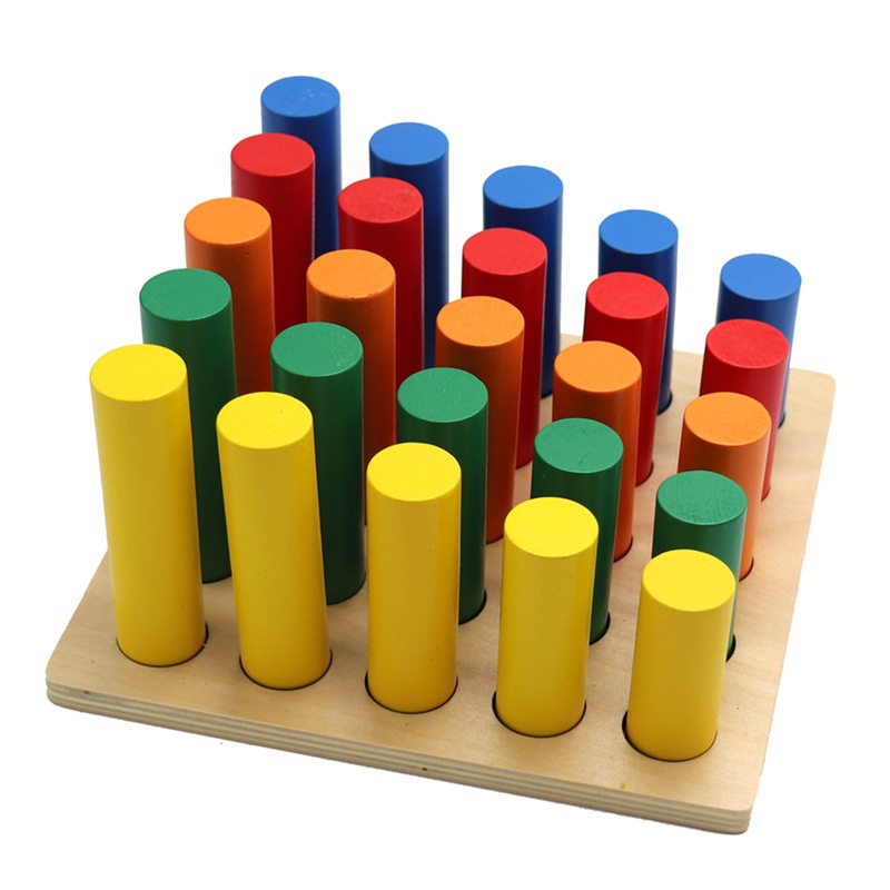 蒙氏感观教具圆柱体阶梯高低排序婴幼儿童感官早教益智玩具1-3岁