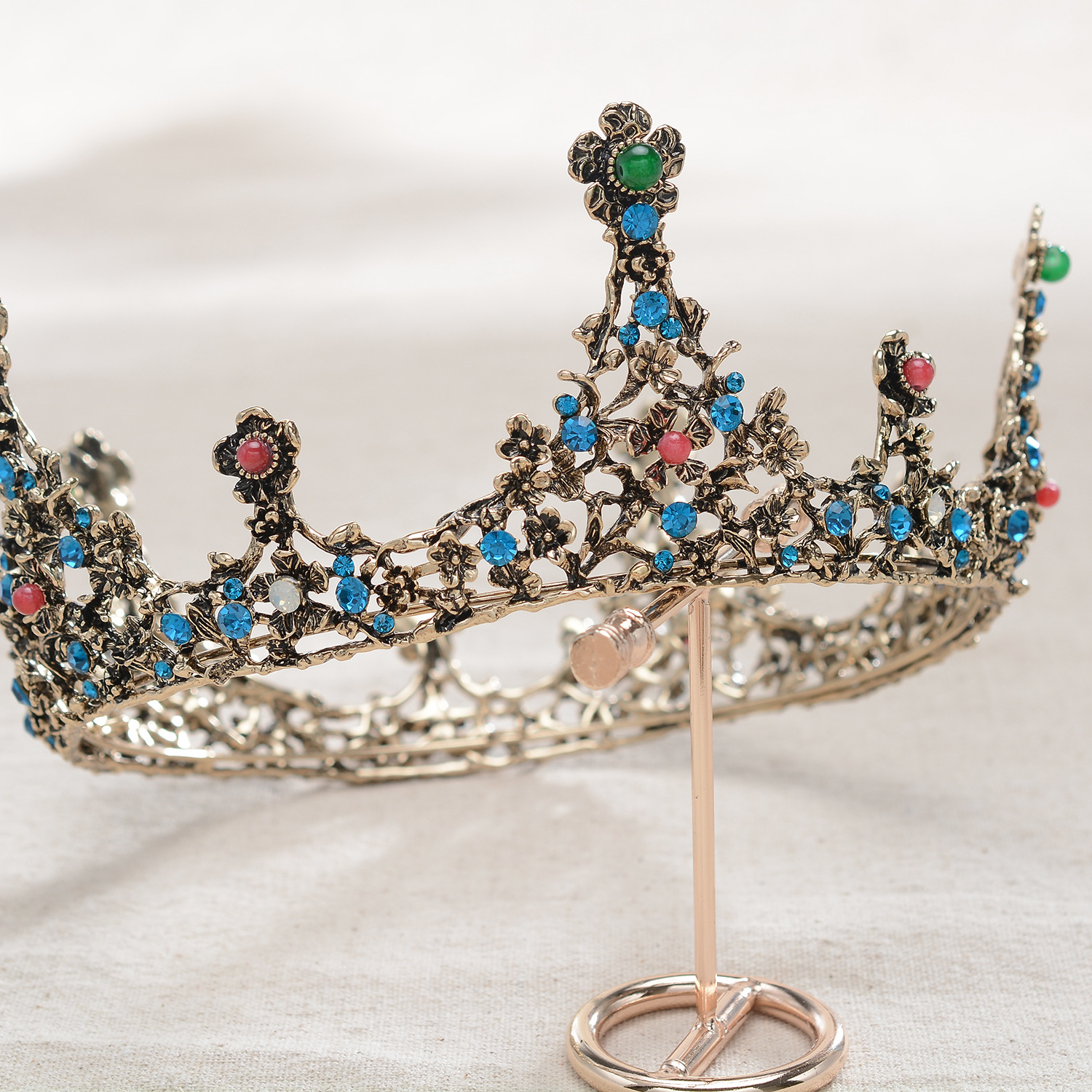 hg1021 欧式结婚头饰皇冠巴洛克圆形大气王冠头饰影楼婚纱配饰品