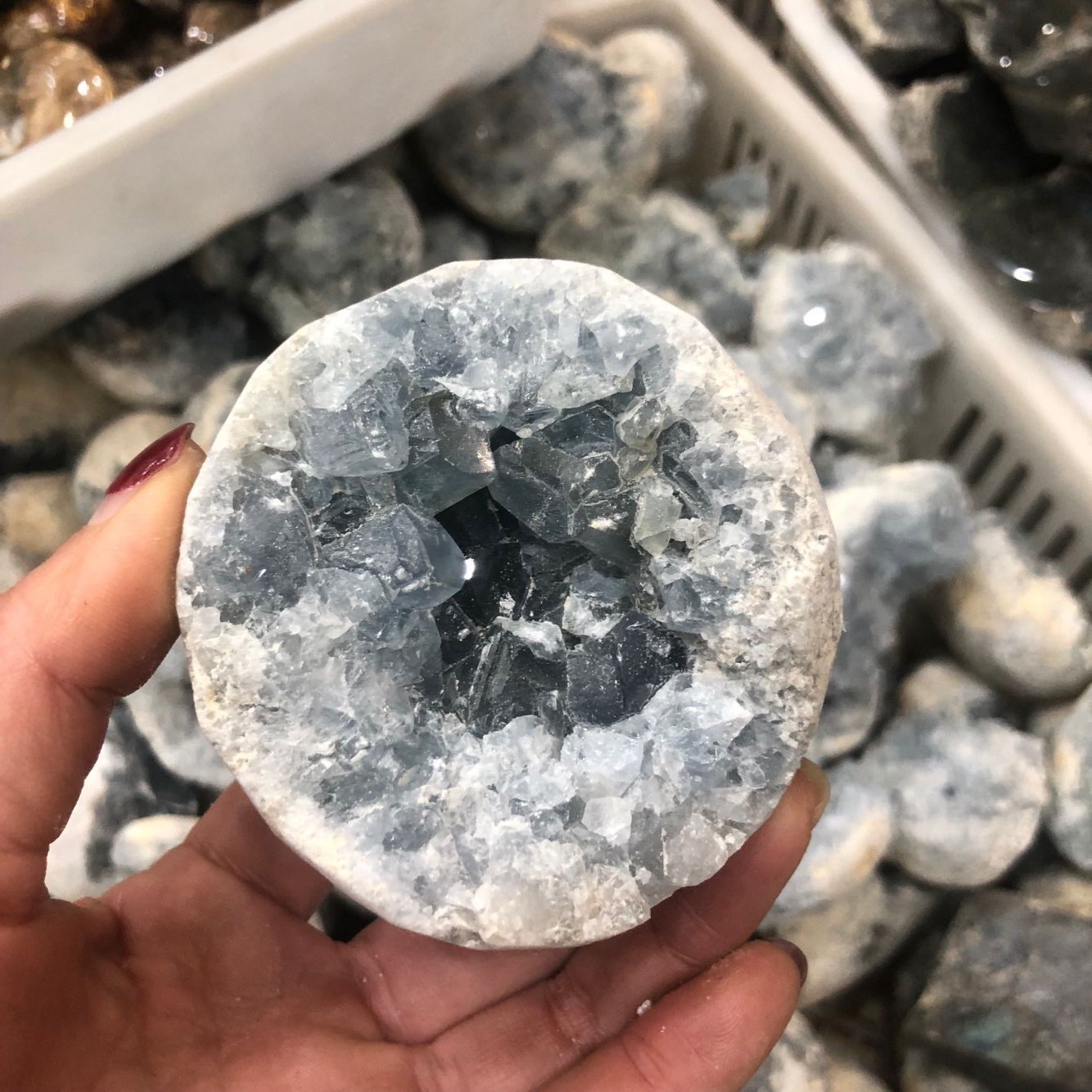 天然蓝晶石原石 天青石水晶洞摆件 蓝水晶 蓝晶洞 一手货源 厂家