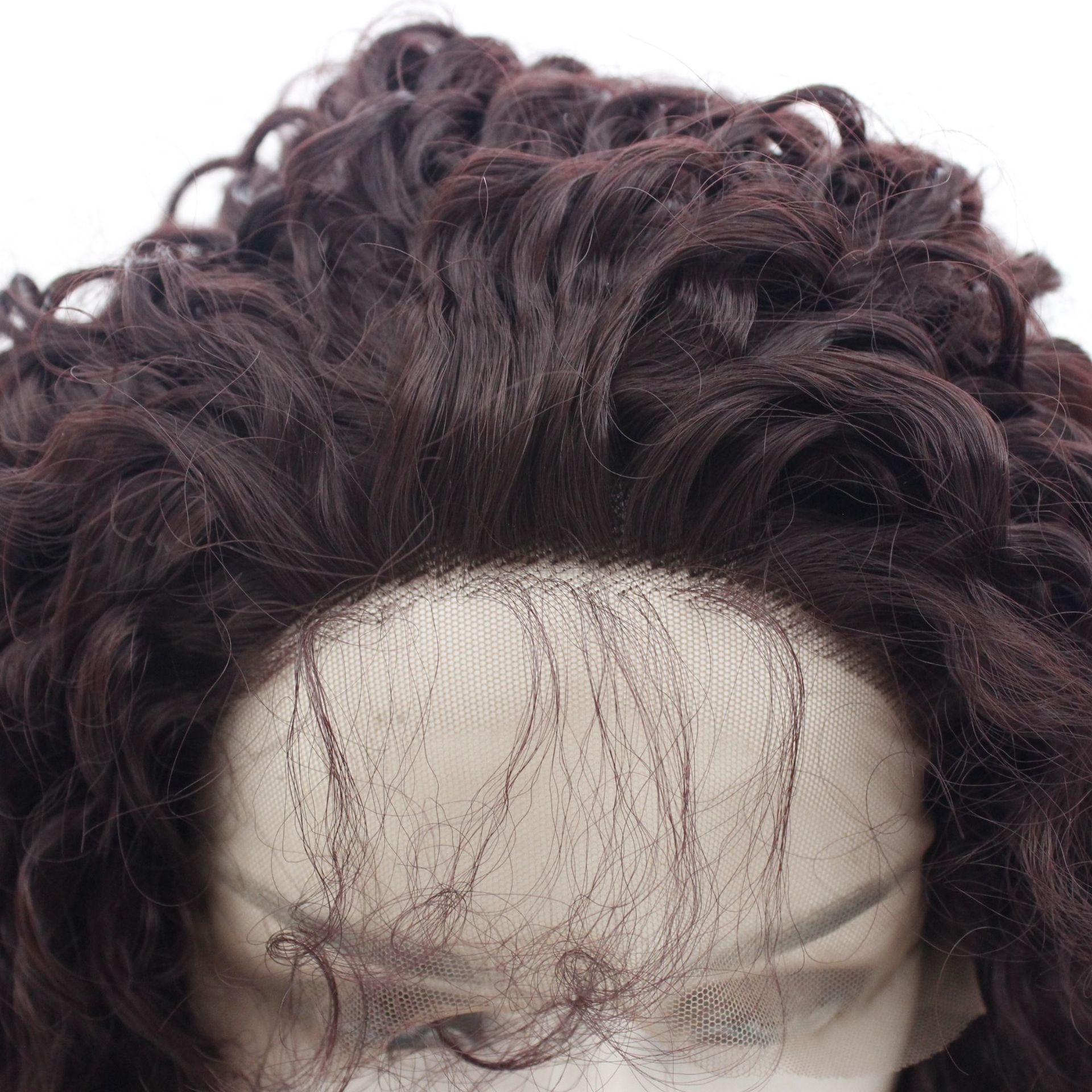 欧洲时尚女小卷假发 半手钩可烫染头套 化纤前蕾丝假发厂家批发