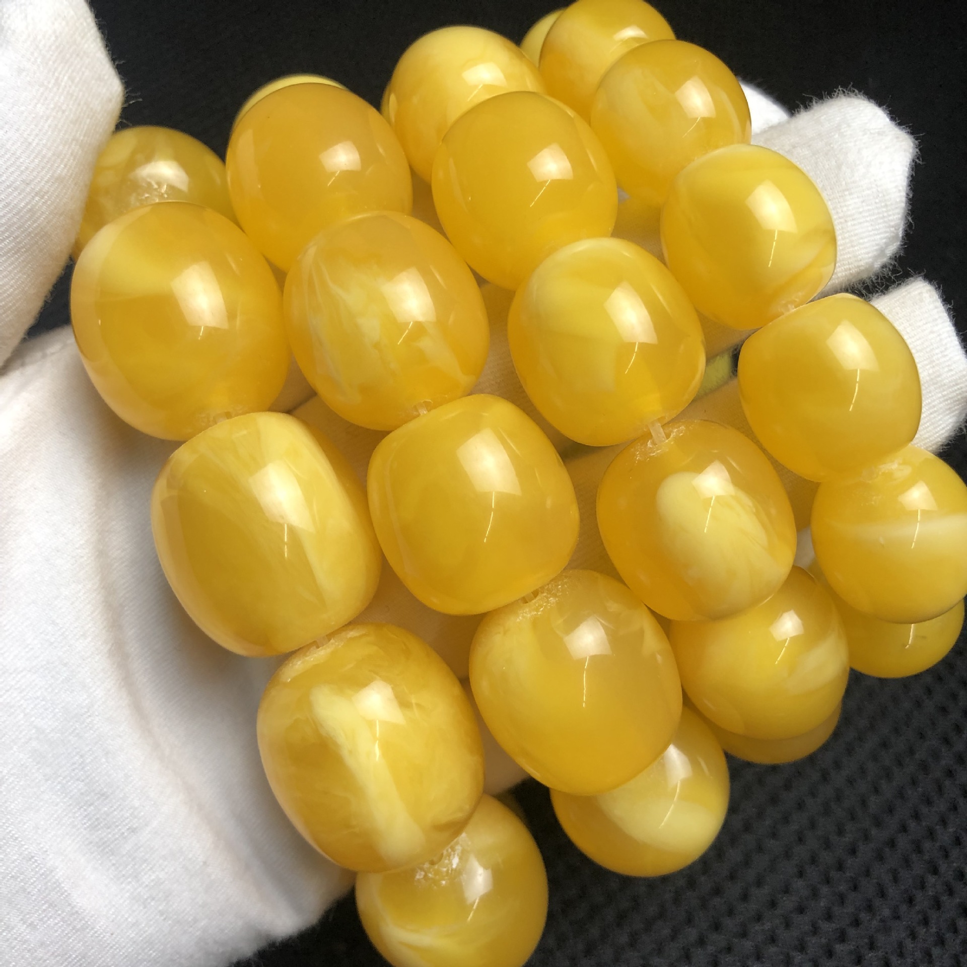 二代粉压琥珀蜜蜡桶珠枣珠手串厂家直销配饰单珠diy配饰直播货源