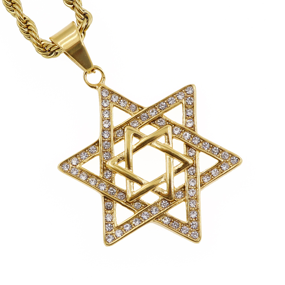 欧美跨境电商源头工厂直供镀金犹太星六芒星吊坠