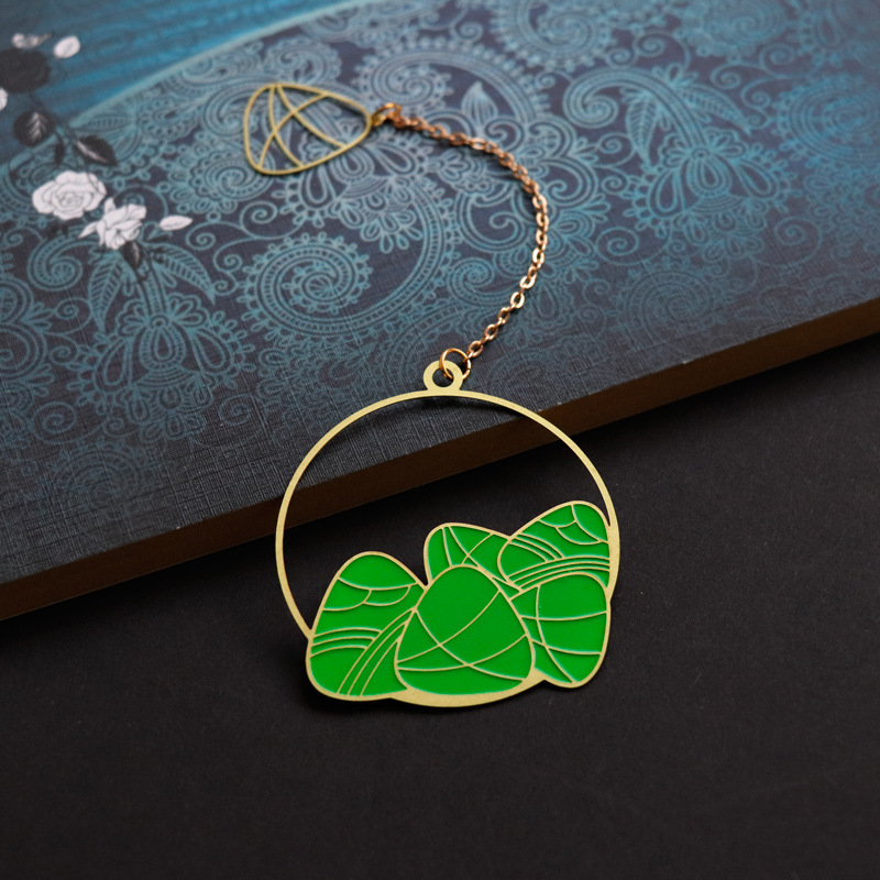 艾草雄黄粽子赛龙舟端午系列植物吉祥异性定制刻logo企业文创书签