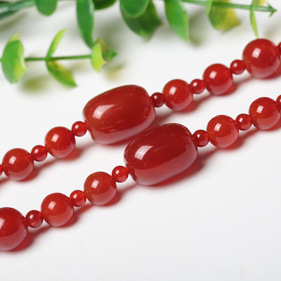 天然红玛瑙项链女款红玛瑙长款饰品链玛瑙开运毛衣新鲜出炉风送无