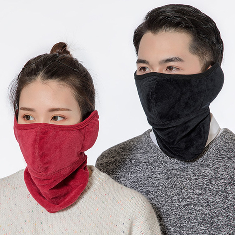 冬季保暖口罩护颈护耳全包围脖男女骑行面罩水晶绒三合一户外防寒