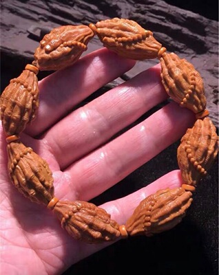 橄榄核手串橄榄胡手链橄榄核雕刻男士文玩一心向佛手工佛手